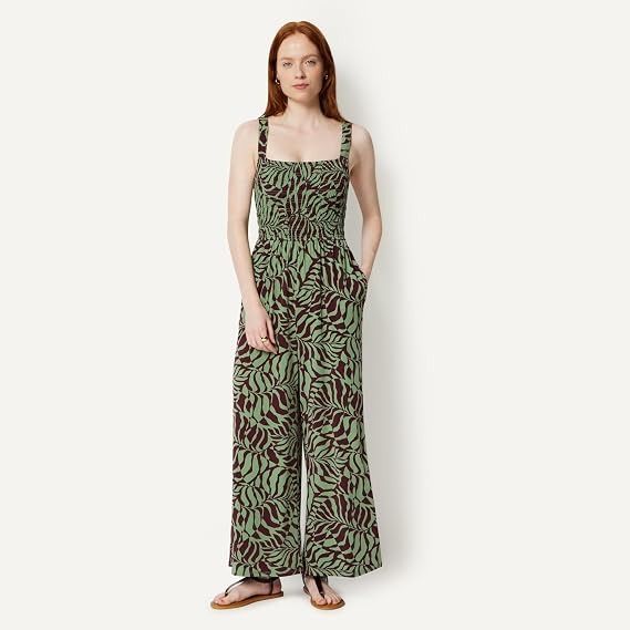 Green And Brown Leaf Print Jumpsuit image 1